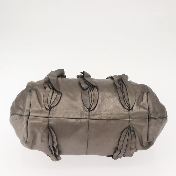 PRADA Shoulder Bag Leather Silver Auth 147780