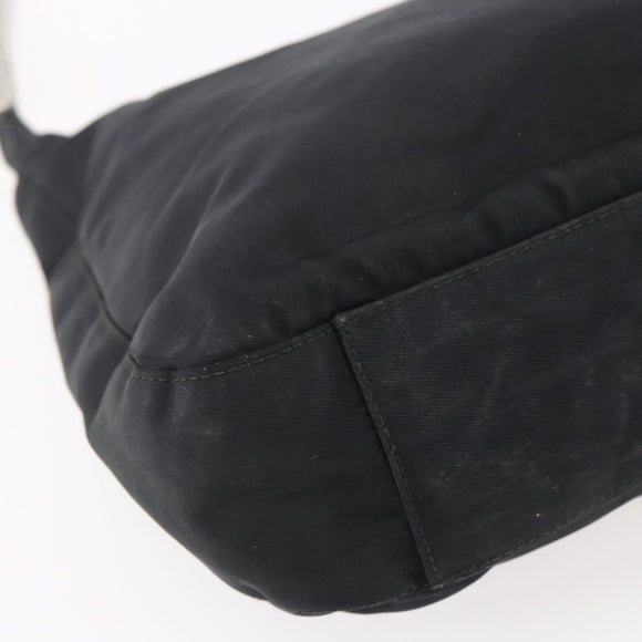 PRADA Shoulder Bag Nylon plastic Black Silver Auth 147781