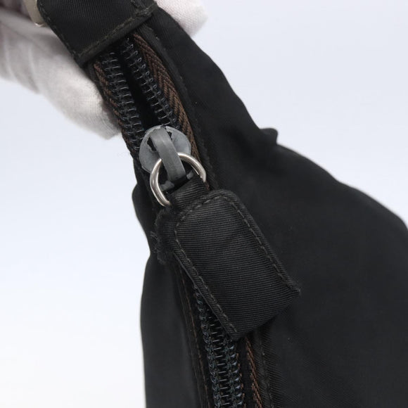 PRADA Shoulder Bag Nylon plastic Black Silver Auth 147781