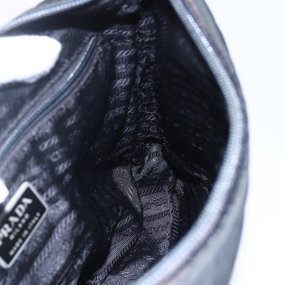 PRADA Shoulder Bag Nylon plastic Black Silver Auth 147781