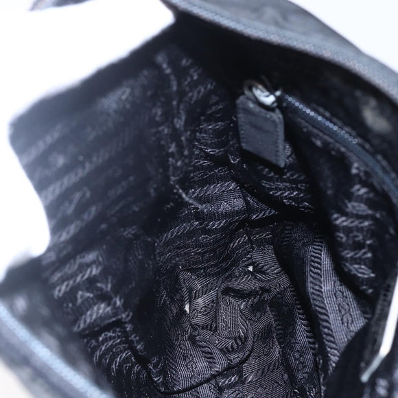 PRADA Shoulder Bag Nylon plastic Black Silver Auth 147781