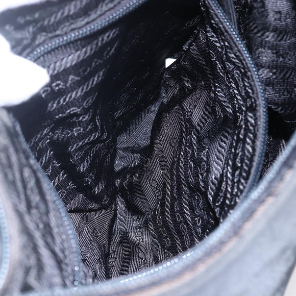 PRADA Shoulder Bag Nylon plastic Black Silver Auth 147781