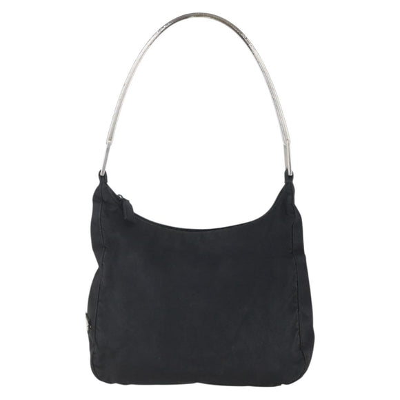 PRADA Shoulder Bag Nylon plastic Black Silver Auth 147781