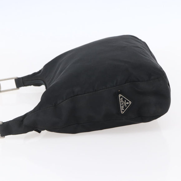 PRADA Shoulder Bag Nylon plastic Black Silver Auth 147781