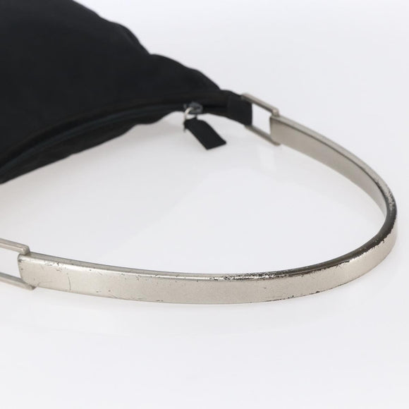 PRADA Shoulder Bag Nylon plastic Black Silver Auth 147781