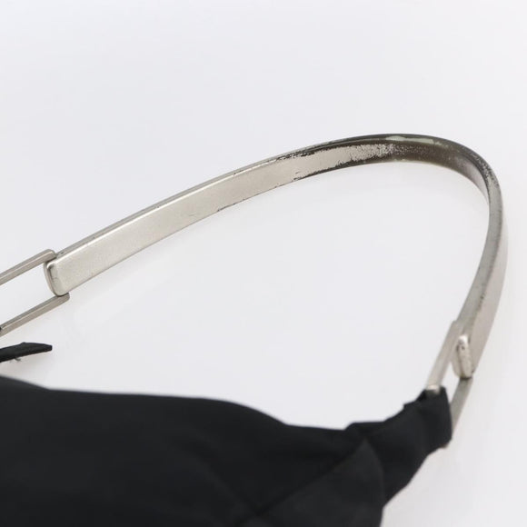 PRADA Shoulder Bag Nylon plastic Black Silver Auth 147781