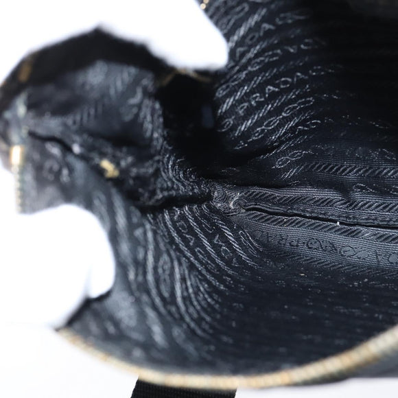 PRADA Shoulder Bag Nylon Black Gold Auth 147782