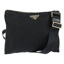 PRADA Shoulder Bag Nylon Black Gold Auth 147782-1
