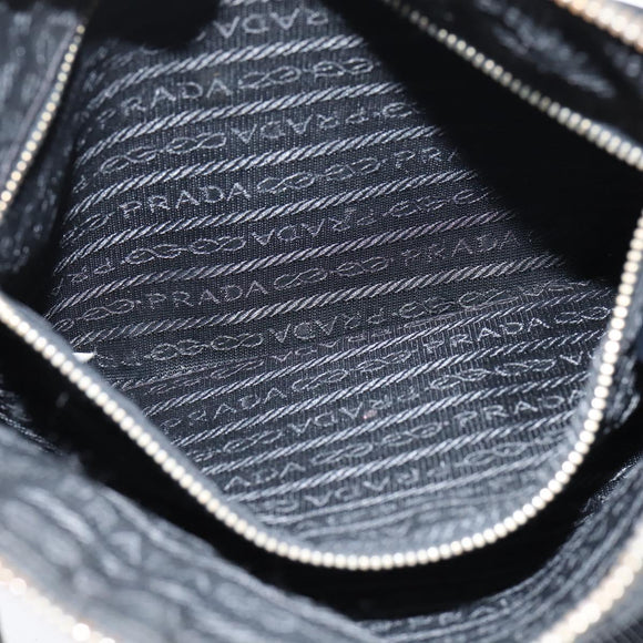 PRADA Shoulder Bag Nylon Black Gold Auth 147782