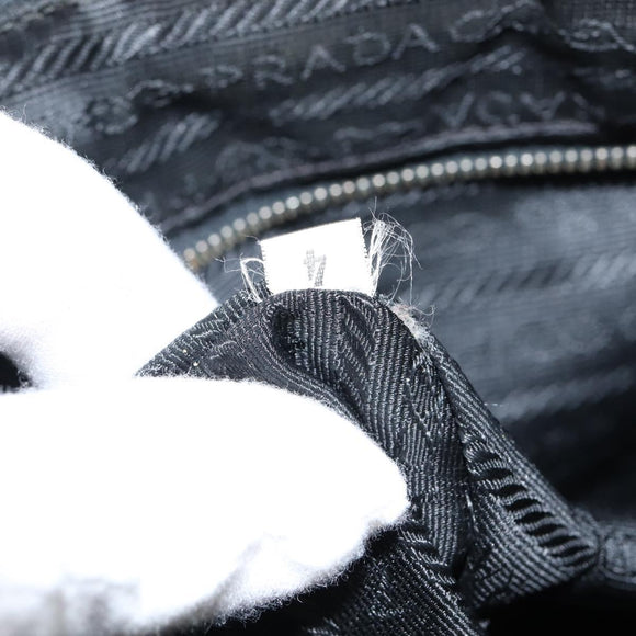 PRADA Shoulder Bag Nylon Black Gold Auth 147782