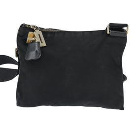 PRADA Shoulder Bag Nylon Black Gold Auth 147782 - 0
