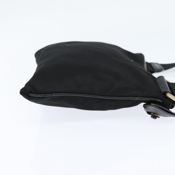 PRADA Shoulder Bag Nylon Black Gold Auth 147782