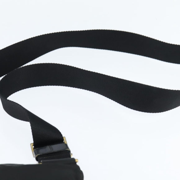 PRADA Shoulder Bag Nylon Black Gold Auth 147782