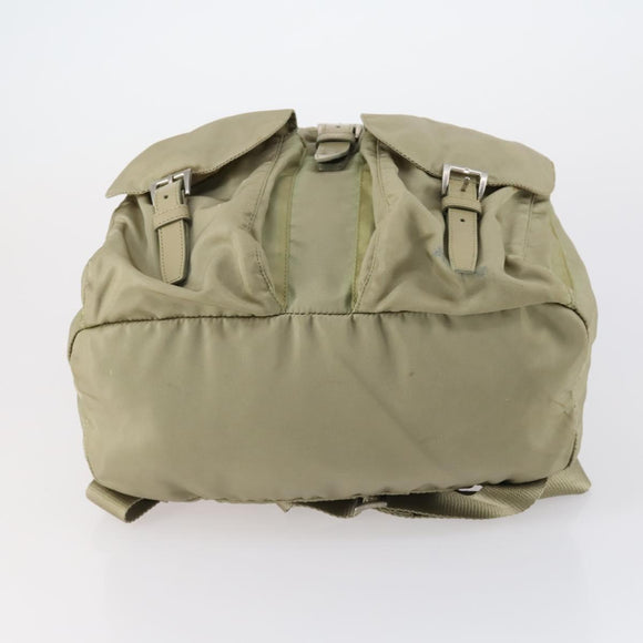 PRADA Backpack Nylon Beige Silver Auth 147783
