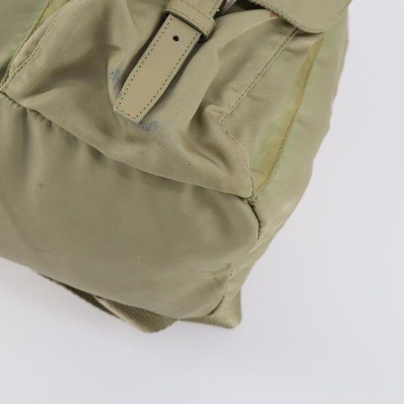PRADA Backpack Nylon Beige Silver Auth 147783