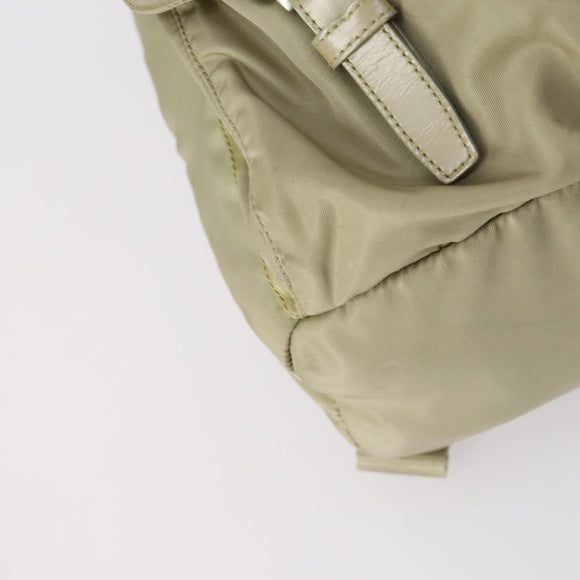 PRADA Backpack Nylon Beige Silver Auth 147783