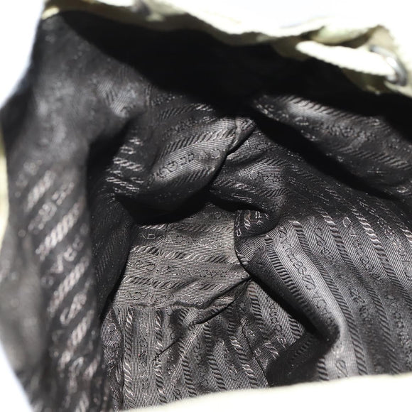 PRADA Backpack Nylon Beige Silver Auth 147783