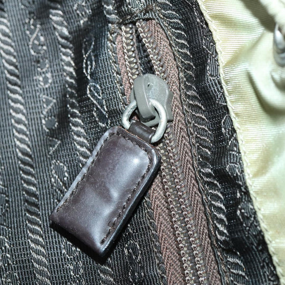 PRADA Backpack Nylon Beige Silver Auth 147783