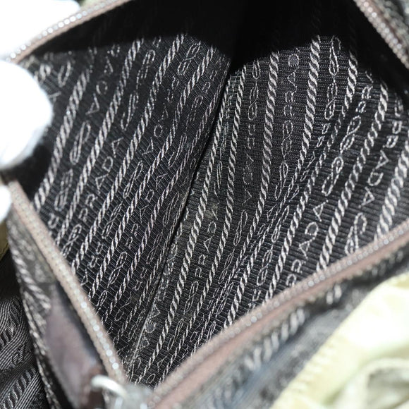 PRADA Backpack Nylon Beige Silver Auth 147783