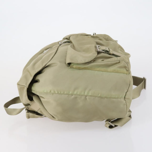 PRADA Backpack Nylon Beige Silver Auth 147783