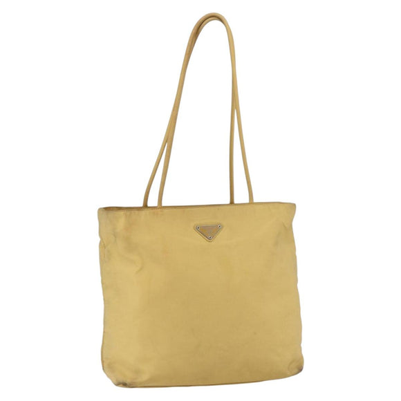 PRADA Tote Bag Nylon Yellow Silver Auth 147784
