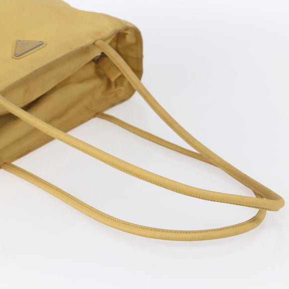 PRADA Tote Bag Nylon Yellow Silver Auth 147784