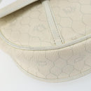 Christian Dior Honeycomb Canvas Chain Shoulder Bag PVC White Gold Auth 147788-11