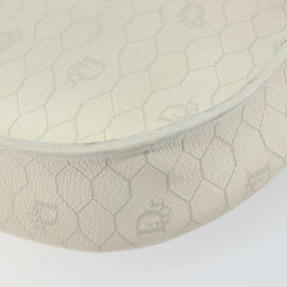 Christian Dior Honeycomb Canvas Chain Shoulder Bag PVC White Gold Auth 147788