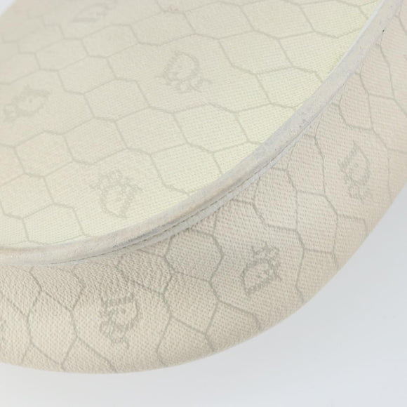 Christian Dior Honeycomb Canvas Chain Shoulder Bag PVC White Gold Auth 147788