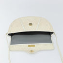 Christian Dior Honeycomb Canvas Chain Shoulder Bag PVC White Gold Auth 147788-15