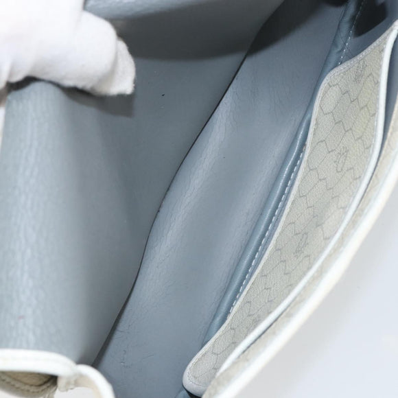 Christian Dior Honeycomb Canvas Chain Shoulder Bag PVC White Gold Auth 147788