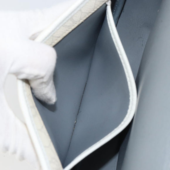 Christian Dior Honeycomb Canvas Chain Shoulder Bag PVC White Gold Auth 147788