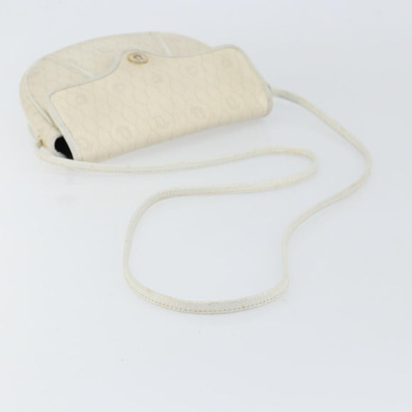 Christian Dior Honeycomb Canvas Chain Shoulder Bag PVC White Gold Auth 147788