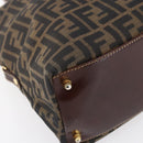 FENDI Zucca Canvas Mamma Baguette Hand Bag Black Brown Silver Auth 147791-14