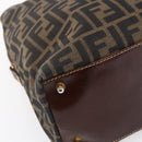 FENDI Zucca Canvas Mamma Baguette Hand Bag Black Brown Silver Auth 147791-16