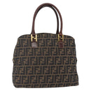 FENDI Zucca Canvas Mamma Baguette Hand Bag Black Brown Silver Auth 147791-1