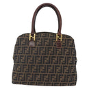 FENDI Zucca Canvas Mamma Baguette Hand Bag Black Brown Silver Auth 147791-13