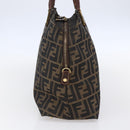 FENDI Zucca Canvas Mamma Baguette Hand Bag Black Brown Silver Auth 147791-3