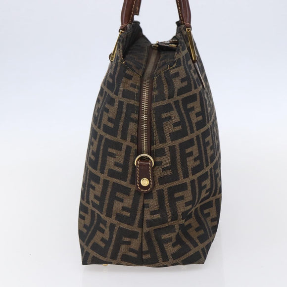 FENDI Zucca Canvas Mamma Baguette Hand Bag Black Brown Silver Auth 147791