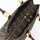 FENDI Zucca Canvas Mamma Baguette Hand Bag Black Brown Silver Auth 147791-6