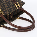 FENDI Zucca Canvas Mamma Baguette Hand Bag Black Brown Silver Auth 147791-7