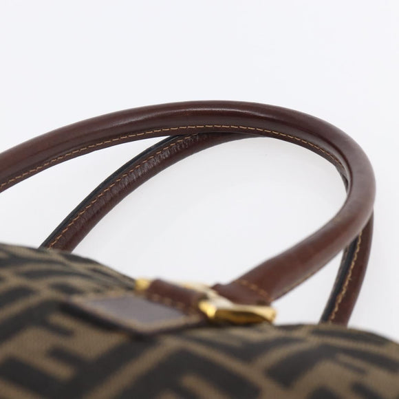 FENDI Zucca Canvas Mamma Baguette Hand Bag Black Brown Silver Auth 147791