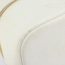 CHANEL Bicolore Vanity Bag Caviar Skin White Gold CC Auth 147795-11