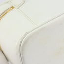 CHANEL Bicolore Vanity Bag Caviar Skin White Gold CC Auth 147795-13