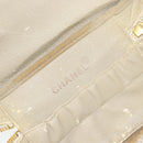 CHANEL Bicolore Vanity Bag Caviar Skin White Gold CC Auth 147795-16