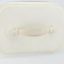 CHANEL Bicolore Vanity Bag Caviar Skin White Gold CC Auth 147795-7