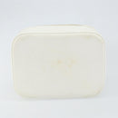 CHANEL Bicolore Vanity Bag Caviar Skin White Gold CC Auth 147795-9