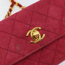 CHANEL Matelasse Chain Shoulder Bag Suede Pink Gold CC Auth 147807-18
