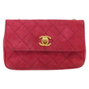 CHANEL Matelasse Chain Shoulder Bag Suede Pink Gold CC Auth 147807-13