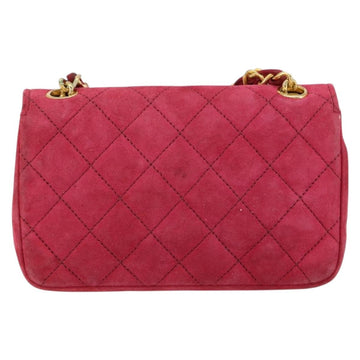 CHANEL Matelasse Chain Shoulder Bag Suede Pink Gold CC Auth 147807 - 0